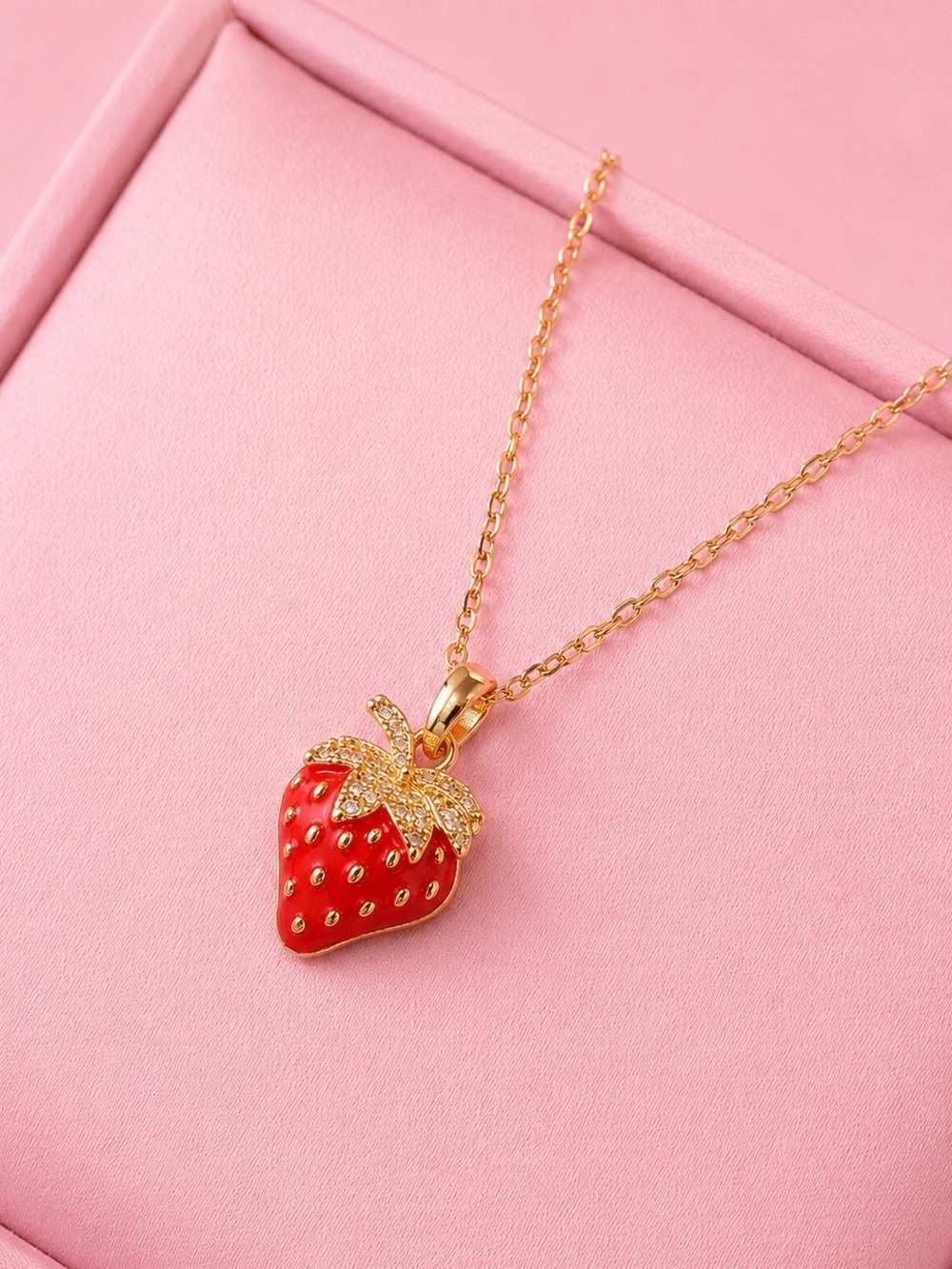 Red Strawberry Gold Necklace
